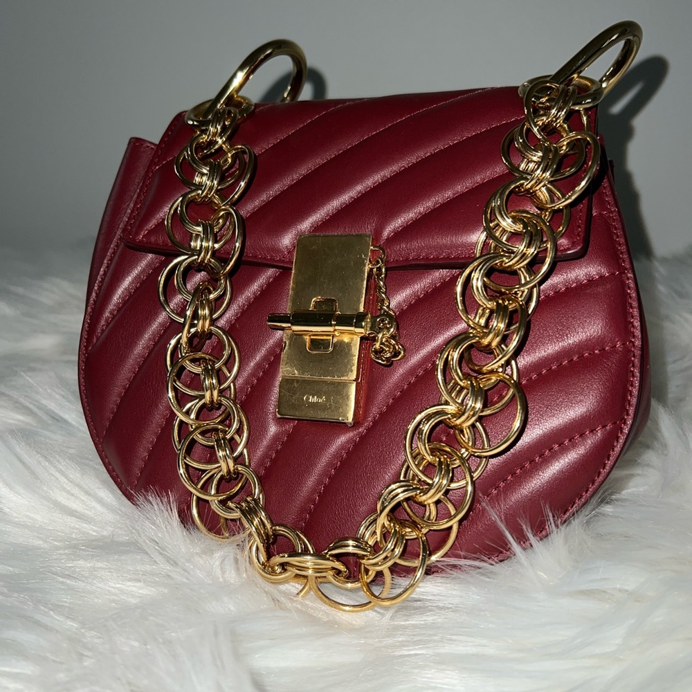 Calfskin Quilted Mini Drew Bijou Shoulder Bag Red
